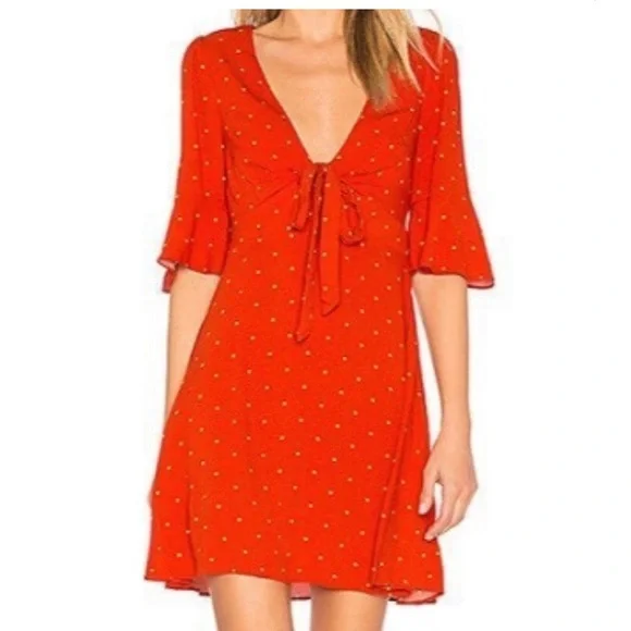 Free People All Yours Spot Mini Dress Sz 10 - Picture 1 of 15